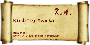 Király Avarka névjegykártya